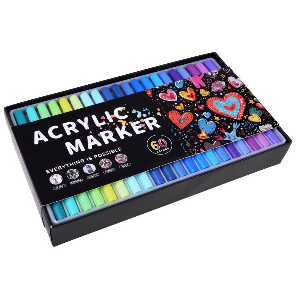 Double-sided waterproof acrylic markers 60 pcs - various uses AP0125