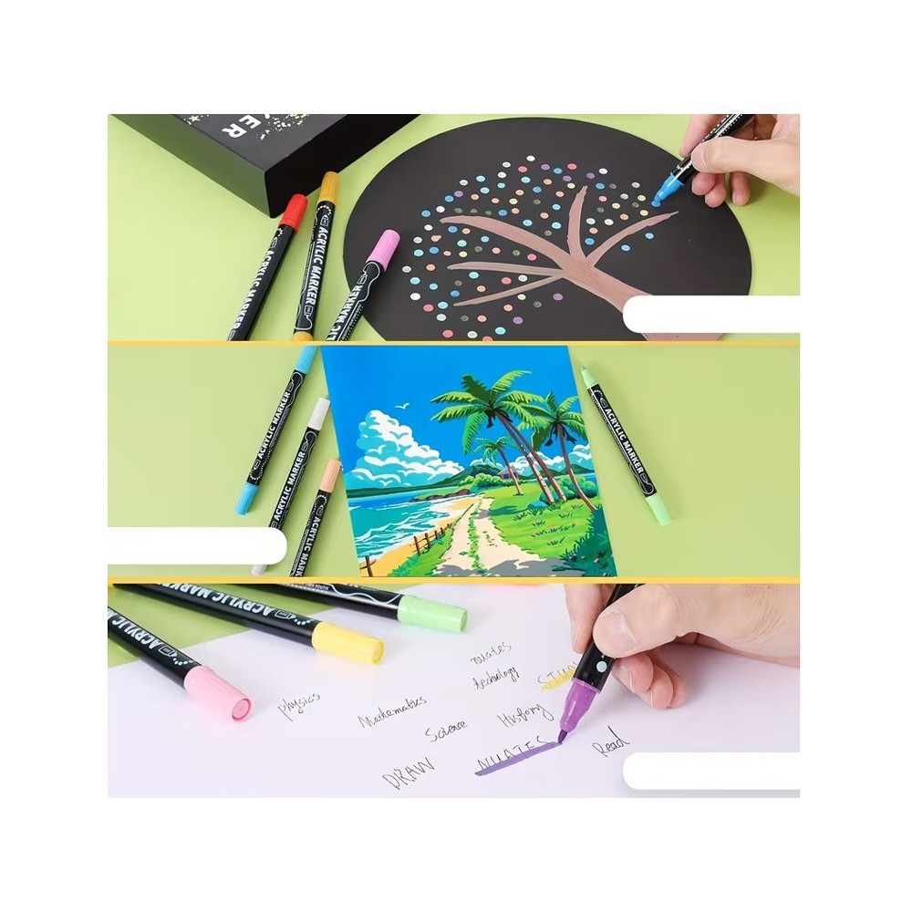 Double-sided waterproof acrylic markers 60 pcs - various uses AP0125