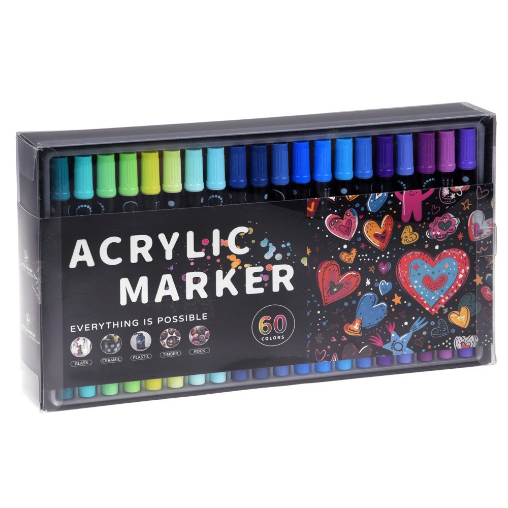 Double-sided waterproof acrylic markers 60 pcs - various uses AP0125