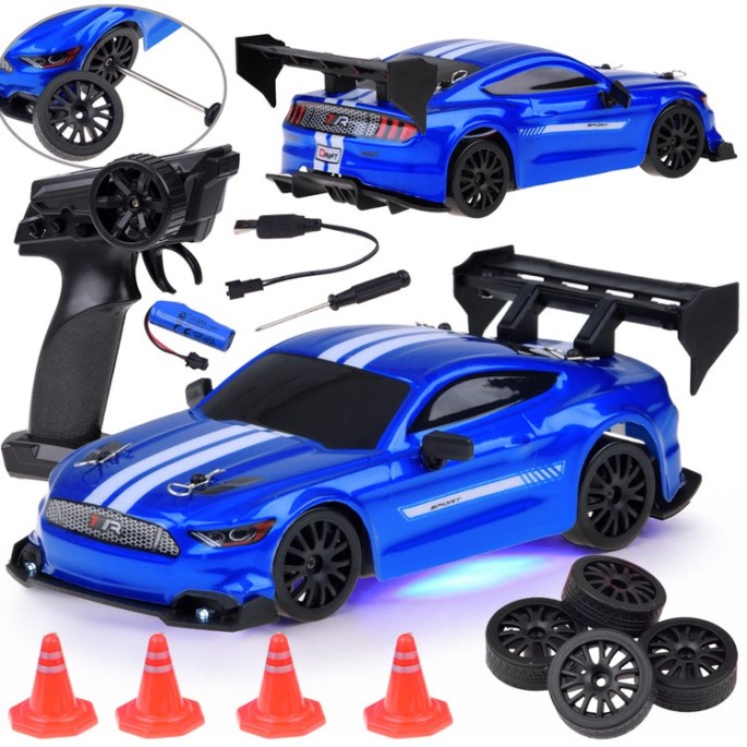 JOKO RC Auto s Driftom 1:24, svetolom a zvukom, náhradné pneumatiky, na diaľkové ovládanie, modré