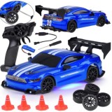 JOKO RC Auto s Driftom 1:24, svetolom a zvukom, náhradné pneumatiky, na diaľkové ovládanie, modré
