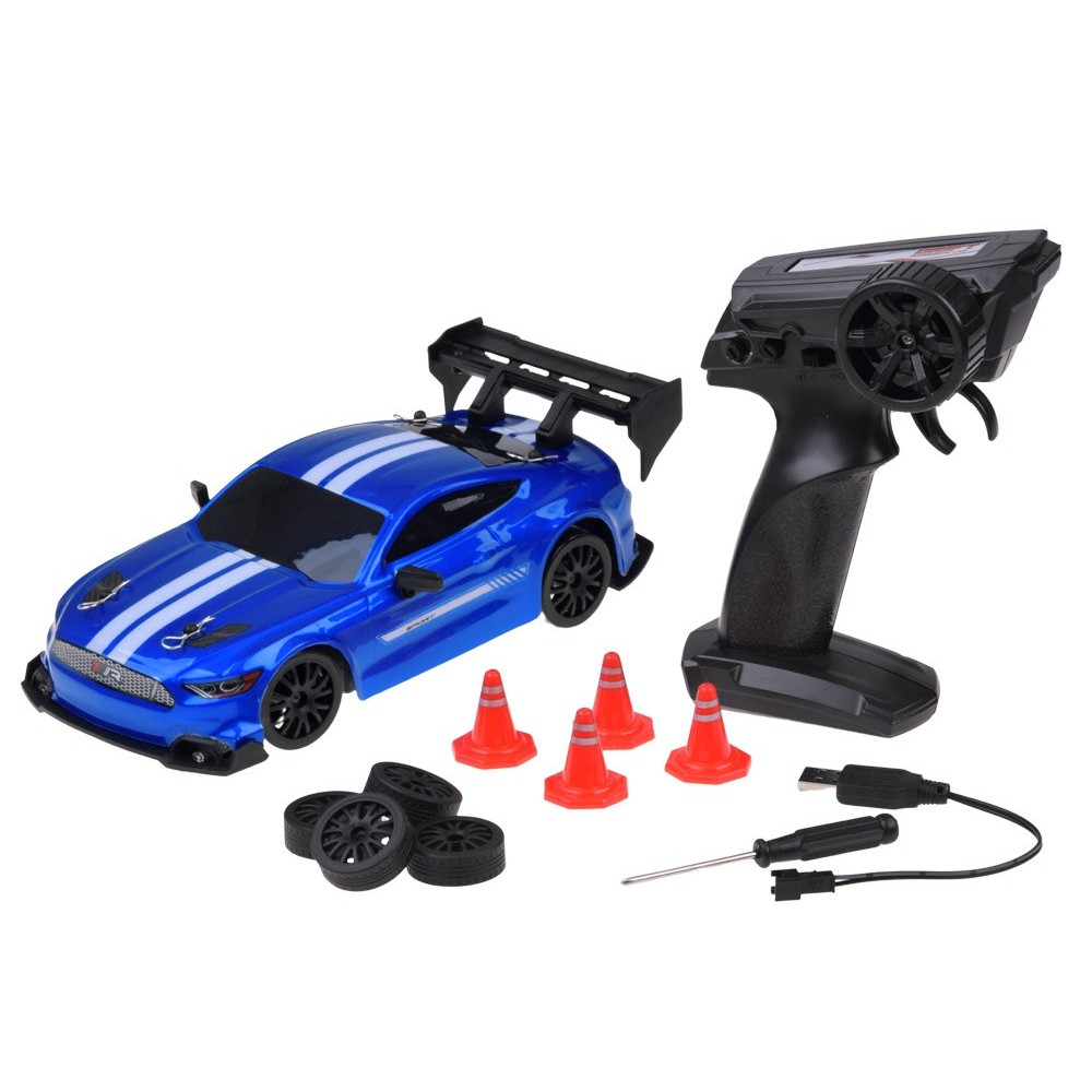 JOKO RC Auto s Driftom 1:24, svetolom a zvukom, náhradné pneumatiky, na diaľkové ovládanie, modré