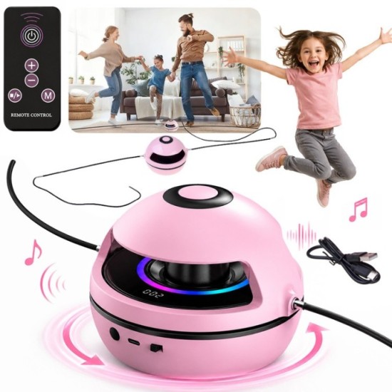 Elektrická interaktívna skákacia trampolína s hudbou, Bluetooth, na diaľkové ovládanie, počítadlo, elektrické švihadlo, ružová