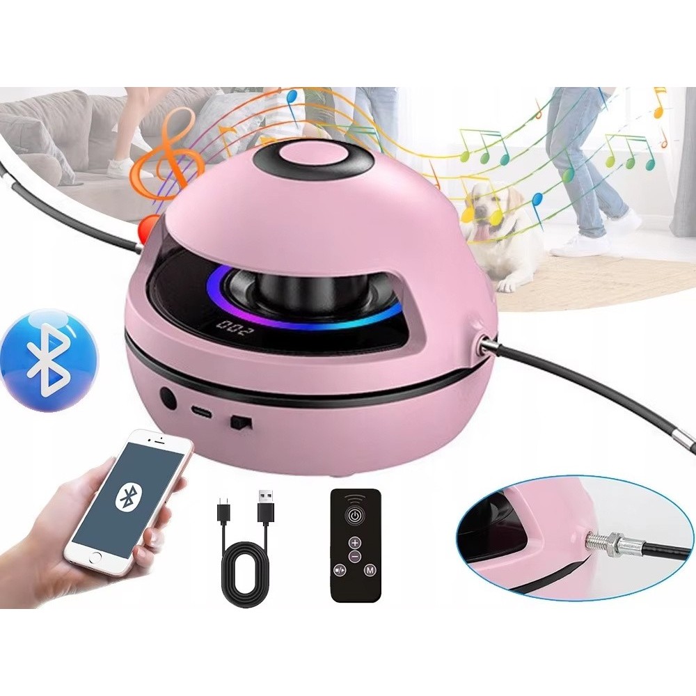Elektrická interaktívna skákacia trampolína s hudbou, Bluetooth, na diaľkové ovládanie, počítadlo, elektrické švihadlo, ružová