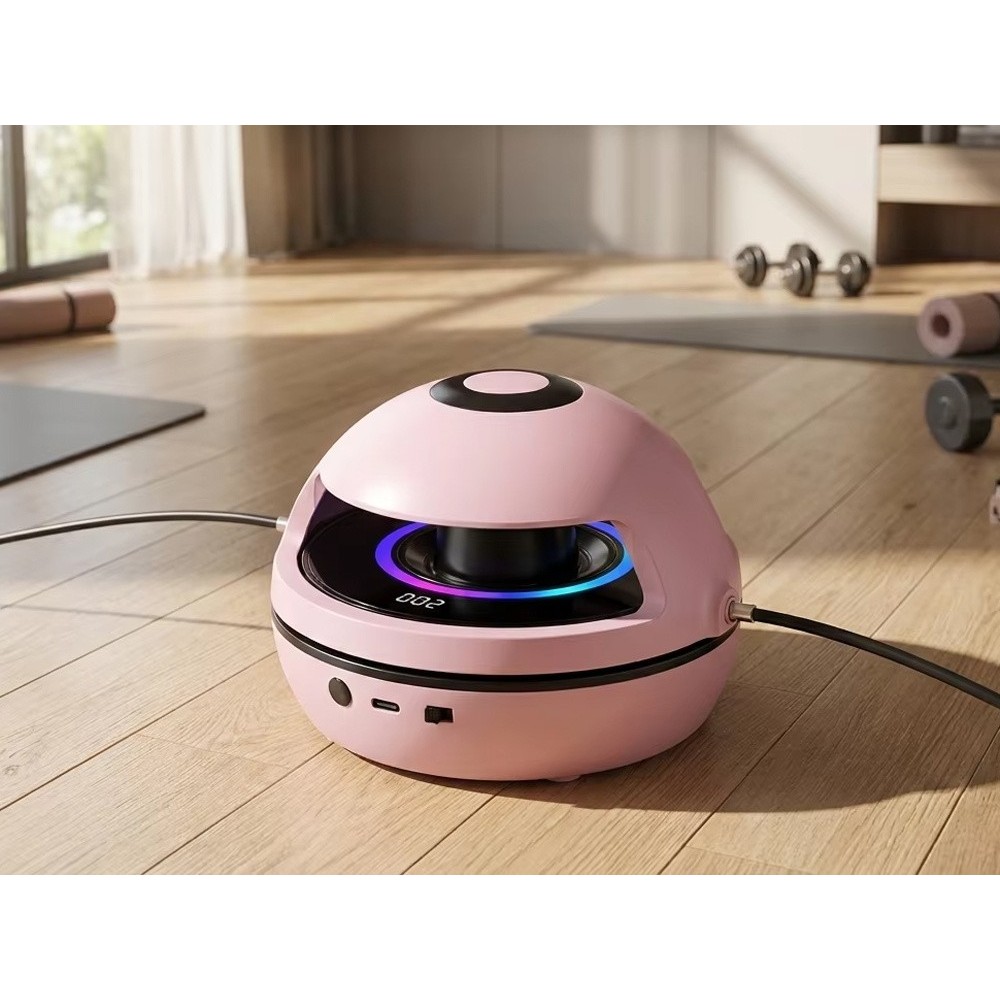 Elektrická interaktívna skákacia trampolína s hudbou, Bluetooth, na diaľkové ovládanie, počítadlo, elektrické švihadlo, ružová
