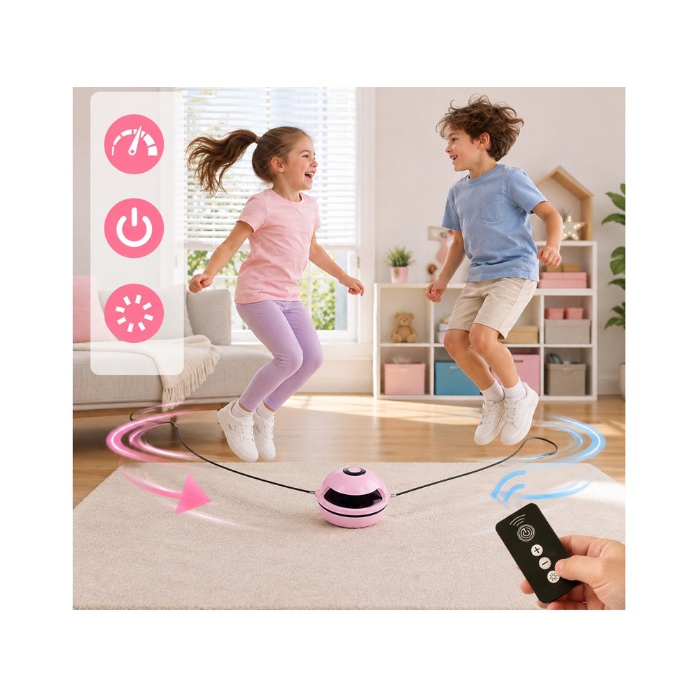 Elektrická interaktívna skákacia trampolína s hudbou, Bluetooth, na diaľkové ovládanie, počítadlo, elektrické švihadlo, ružová