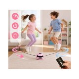 Elektrická interaktívna skákacia trampolína s hudbou, Bluetooth, na diaľkové ovládanie, počítadlo, elektrické švihadlo, ružová