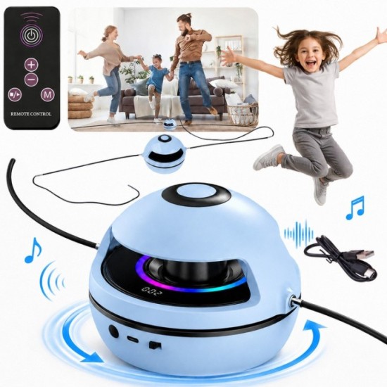 Elektrická interaktívna skákacia trampolína s hudbou, Bluetooth, na diaľkové ovládanie, s počítadlom, elektrické švihadlo, modrá