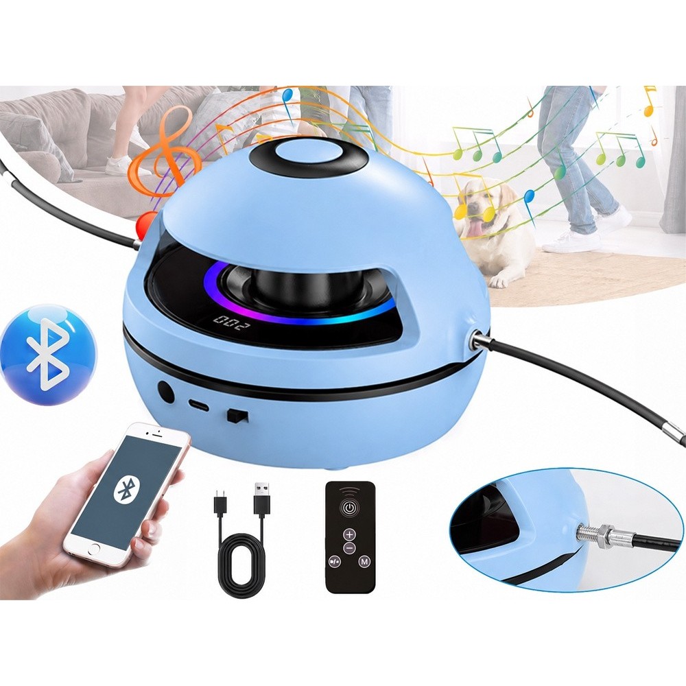 Elektrická interaktívna skákacia trampolína s hudbou, Bluetooth, na diaľkové ovládanie, s počítadlom, elektrické švihadlo, modrá
