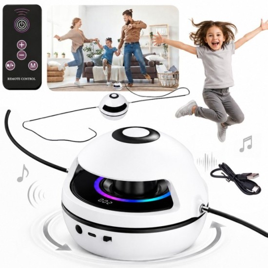 Elektrická interaktívna skákacia trampolína s hudbou, Bluetooth, na diaľkové ovládanie, s počítadlom, elektrické švihadlo, biela