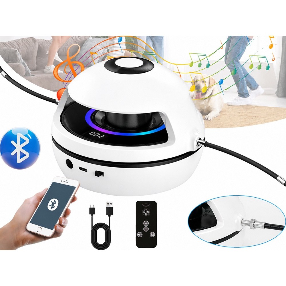 Elektrická interaktívna skákacia trampolína s hudbou, Bluetooth, na diaľkové ovládanie, s počítadlom, elektrické švihadlo, biela