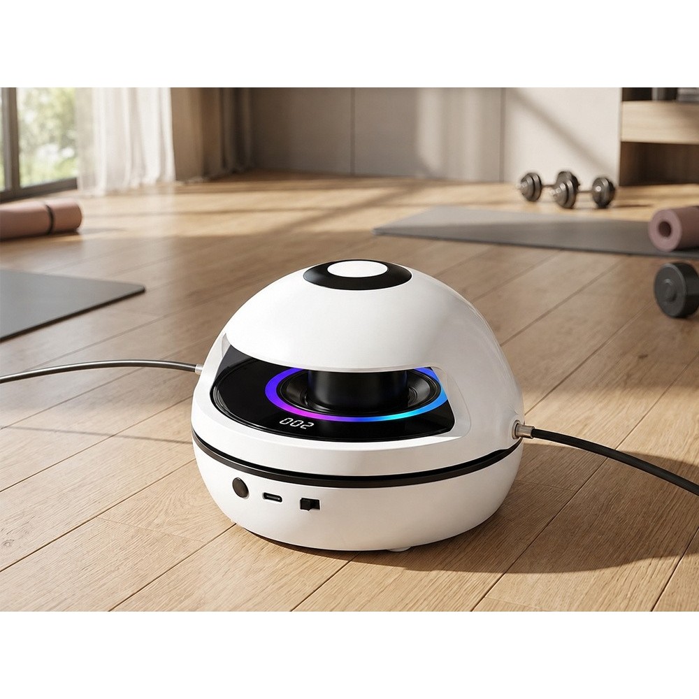 Elektrická interaktívna skákacia trampolína s hudbou, Bluetooth, na diaľkové ovládanie, s počítadlom, elektrické švihadlo, biela