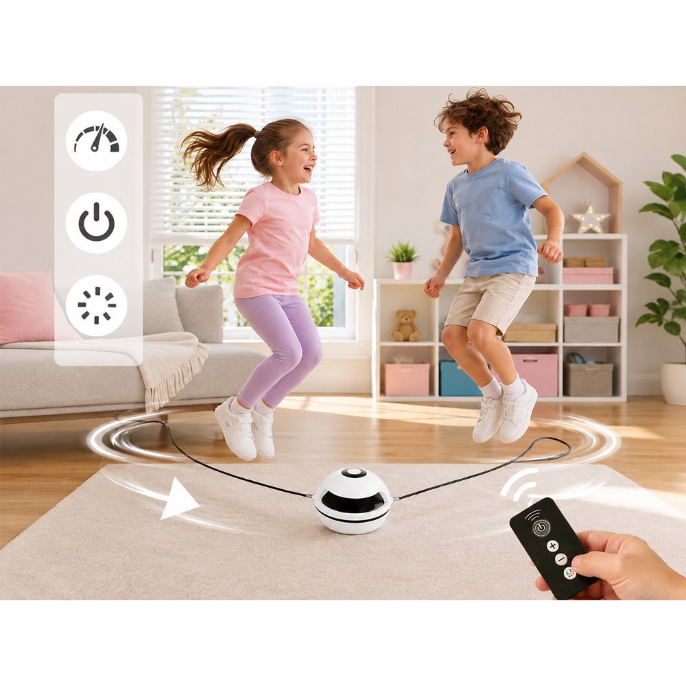 Elektrická interaktívna skákacia trampolína s hudbou, Bluetooth, na diaľkové ovládanie, s počítadlom, elektrické švihadlo, biela