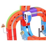 JOKO Sada Magnetické Kocky, magnetická vlaková autodráha s magnetickým vláčikom na batérie 135ks, USB nabíjačka