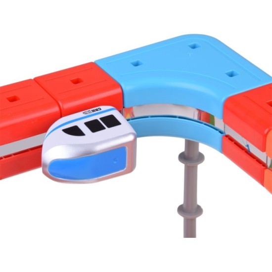 JOKO Sada Magnetické Kocky, magnetická vlaková autodráha s magnetickým vláčikom na batérie 135ks, USB nabíjačka