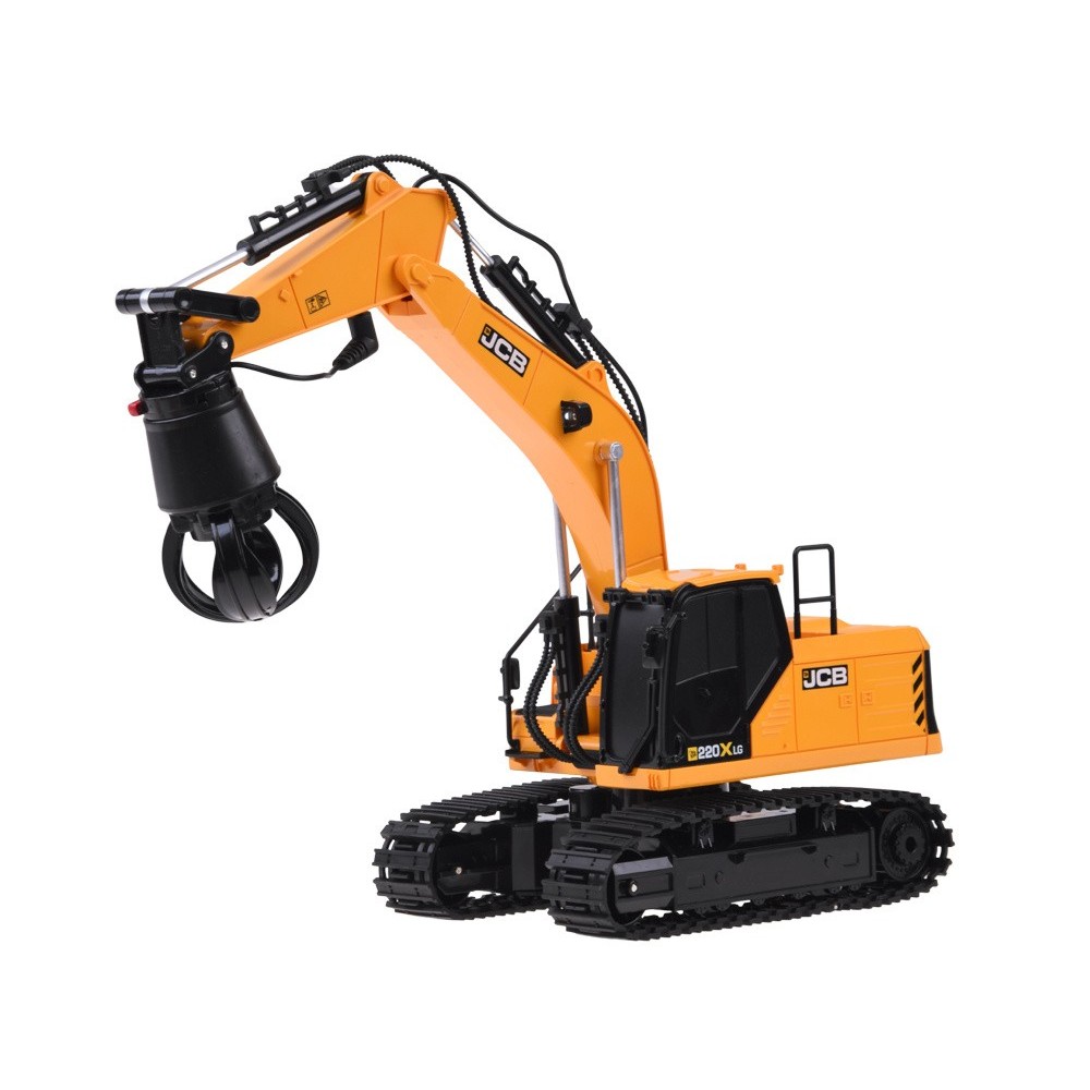 JCB RC Bager na diaľkové ovládanie, 3 vymeniteľné hroty, Licencia JCB, kovovová lyžica,so svetlom a zvukom