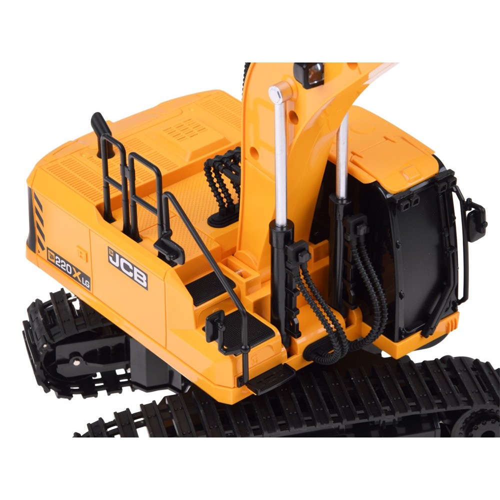 JCB RC Bager na diaľkové ovládanie, 3 vymeniteľné hroty, Licencia JCB, kovovová lyžica,so svetlom a zvukom