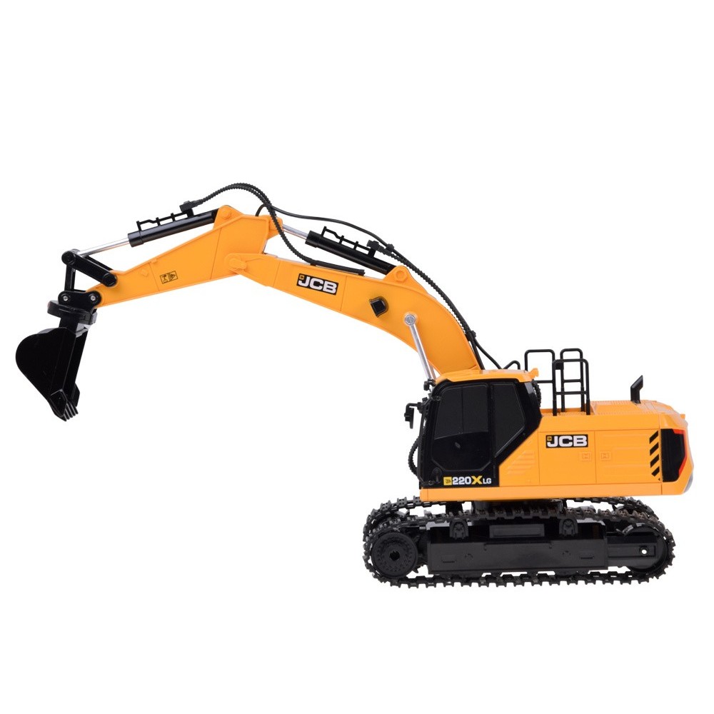 JCB RC Bager na diaľkové ovládanie, 3 vymeniteľné hroty, Licencia JCB, kovovová lyžica,so svetlom a zvukom