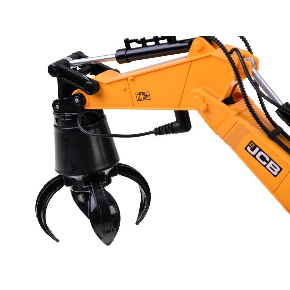 JCB RC Bager na diaľkové ovládanie, 3 vymeniteľné hroty, Licencia JCB, kovovová lyžica,so svetlom a zvukom