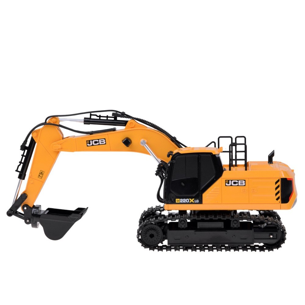 JCB RC Bager na diaľkové ovládanie, 3 vymeniteľné hroty, Licencia JCB, kovovová lyžica,so svetlom a zvukom