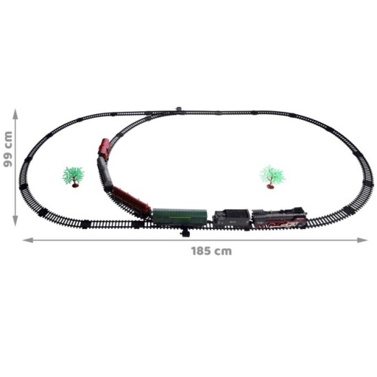 JOKO Elektrická Vlaková súprava 185x99cm s Dymovým Efektom, svetlom a zvukom