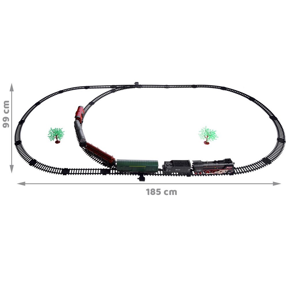 JOKO Elektrická Vlaková súprava 185x99cm s Dymovým Efektom, svetlom a zvukom