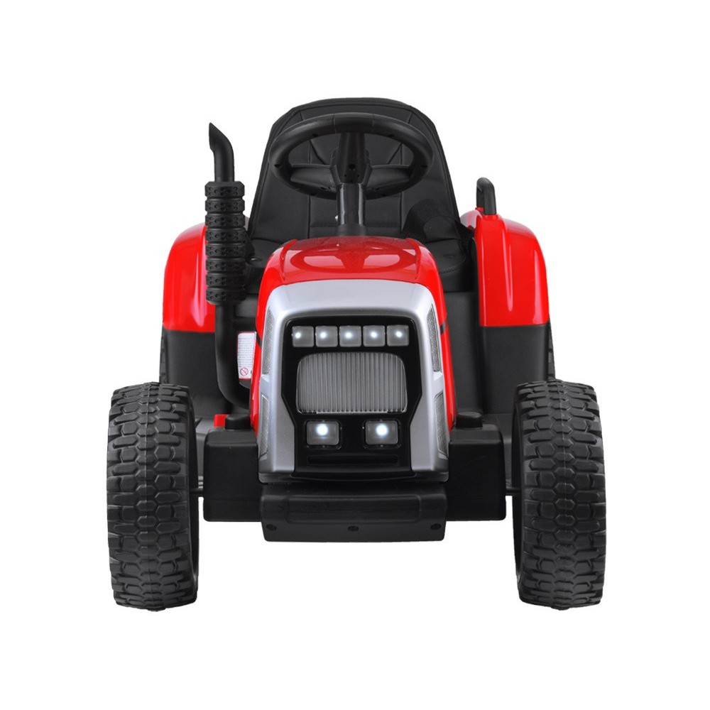JOKO Elektrický traktor s vlečkou BLOW, diaľkové ovládanie, penové kolesá, kožené sedadlo, Led svetlá, USB, MP3, červený