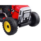JOKO Elektrický traktor s vlečkou BLOW, diaľkové ovládanie, penové kolesá, kožené sedadlo, Led svetlá, USB, MP3, červený