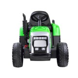 JOKO Elektrický traktor s vlečkou na drevo BLOW, diaľkové ovládanie, penové kolesá, kožené sedadlo, Led svetlá, USB, MP3, zelený