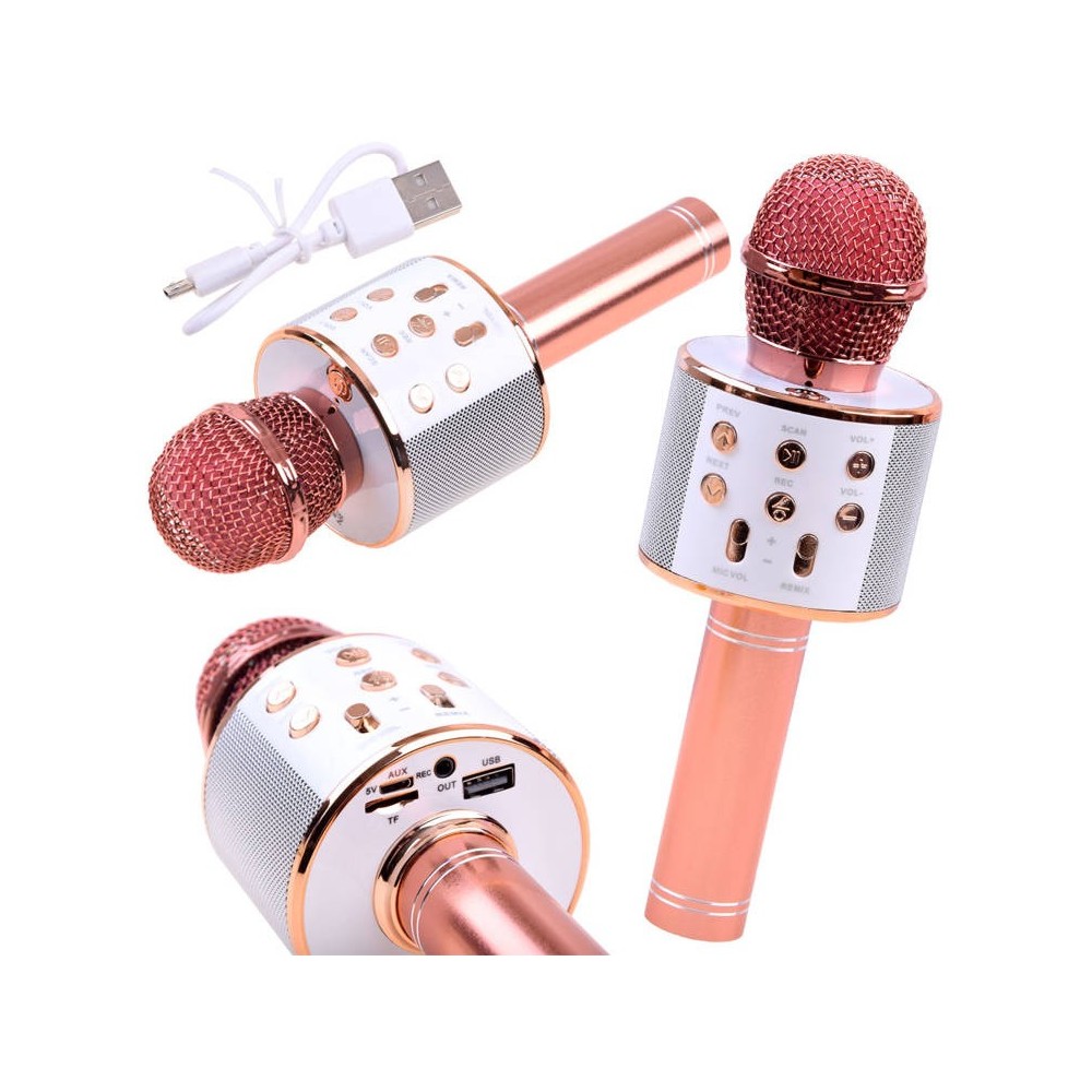 JOKO Mikrofón Karaoke, Bluetooth + nabíjačka, ružový rose