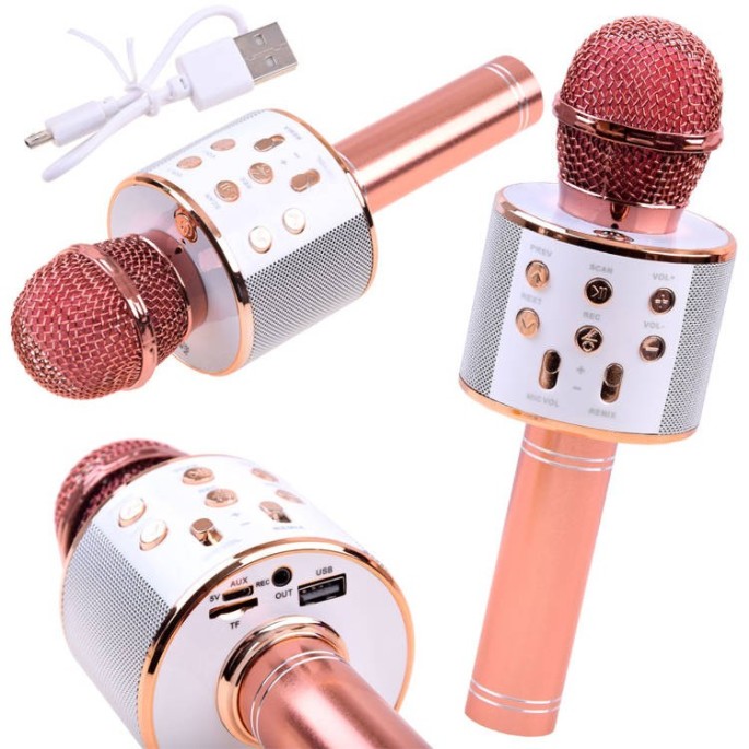 JOKO Mikrofón Karaoke, Bluetooth + nabíjačka, ružový rose