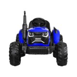 JOKO Veľký Elektrický Traktor s Elektricky vyklápacou vlečkou 205cm, 2x200W 24V, kožené sedadlo, modrý