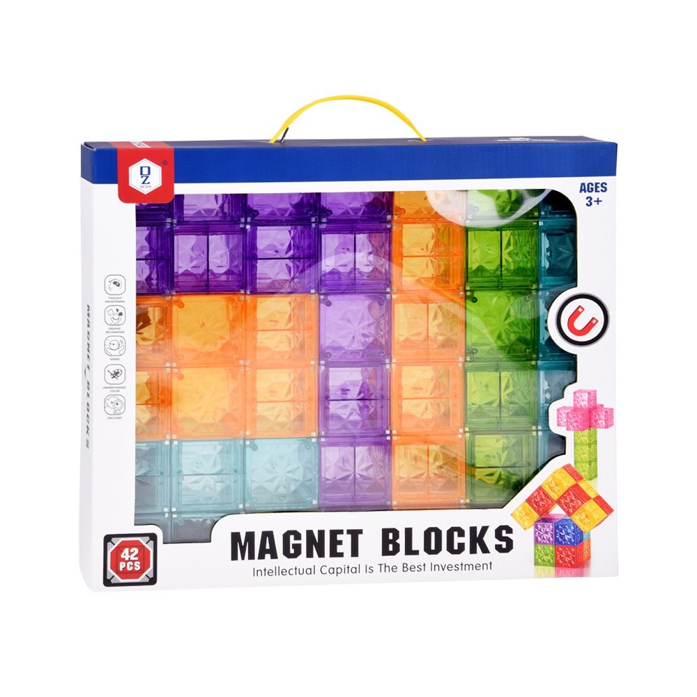 JOKO Sada Magnetické kocky transparentné, priesvytné 42ks