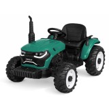 JOKO Veľký Elektrický Traktor s Elektricky vyklápacou vlečkou 205cm, 2x200W 24V, kožené sedadlo, zelený