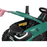JOKO Veľký Elektrický Traktor s Elektricky vyklápacou vlečkou 205cm, 2x200W 24V, kožené sedadlo, zelený