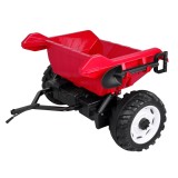 JOKO Veľký Elektrický Traktor s Elektricky vyklápacou vlečkou 205cm, 2x200W 24V, kožené sedadlo, červený
