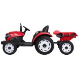 JOKO Veľký Elektrický Traktor s Elektricky vyklápacou vlečkou 205cm, 2x200W 24V, kožené sedadlo, červený