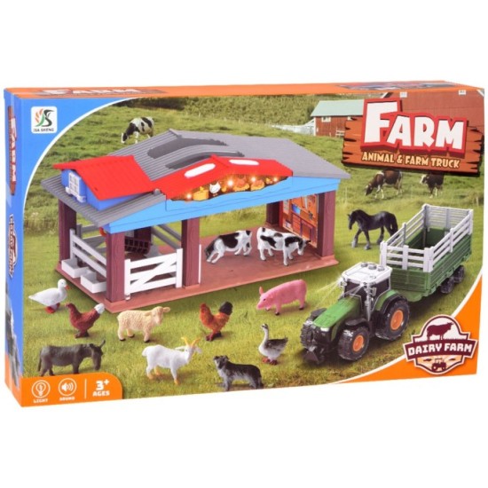 JOKO Farma so svetlom, zvukom a zvieratami , Traktor na batérie s vlečkou, svetlom a zvukom