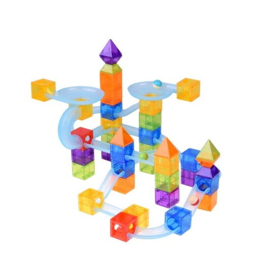 JOKO Sada Magnetické Guličková Dráha Marble Run 75ks, magnetické kocky