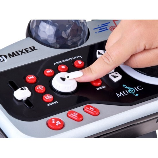 JOKO Detský DJ mixážny pult pre deti s mikrofónom a stojanom, karaoke, Bluetooth, Funkcia Nahrávania, LED svetlo