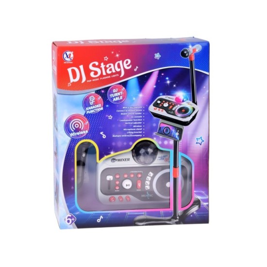 JOKO Detský DJ mixážny pult pre deti s mikrofónom a stojanom, karaoke, Bluetooth, Funkcia Nahrávania, LED svetlo