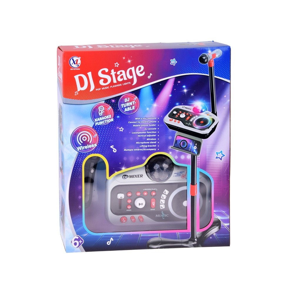 JOKO Detský DJ mixážny pult pre deti s mikrofónom a stojanom, karaoke, Bluetooth, Funkcia Nahrávania, LED svetlo