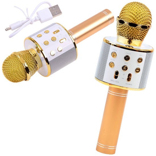 JOKO Mikrofón Karaoke, Bluetooth + nabíjačka, zlatý