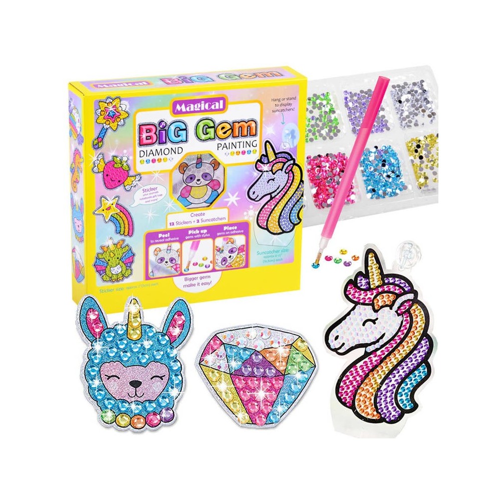 JOKO Kreatívna súprava 5D Diamantové obrázky MAGIC, Diamantové maľovanie pre deti, jednorožec, morský koník, diamant