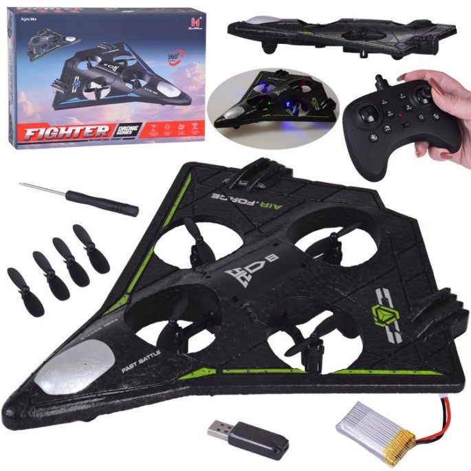 JOKO RC Dron Fighter – 360°, LED svetlo, kvadrokoptéra na diaľkové ovládanie, zelený