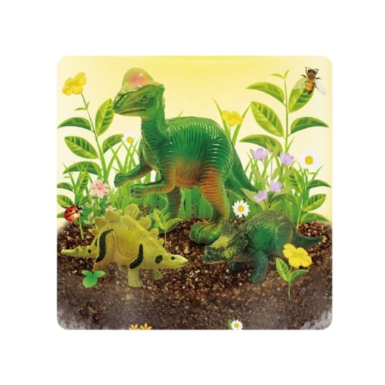 JOKO Interaktívne Terárium s Rastlinami a Dinosaurami, Kreatívna sada 3v1 s LED svetlom, Lampa S Dinosaurami, svietiace nálepky