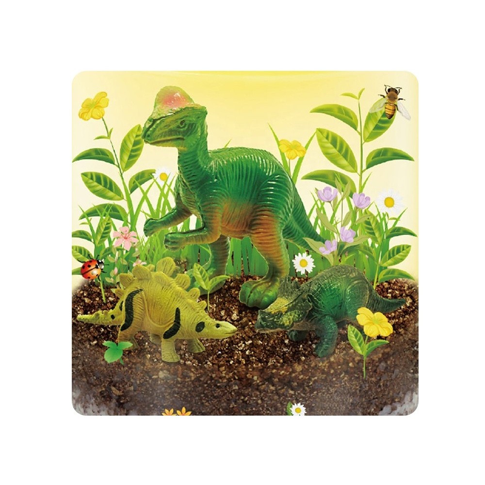 JOKO Interaktívne Terárium s Rastlinami a Dinosaurami, Kreatívna sada 3v1 s LED svetlom, Lampa S Dinosaurami, svietiace nálepky