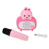 JOKO Interaktívny Detský Karaoke Mikrofón a Bluetooth Reproduktor, nabíjací kábel USB-C, ružový