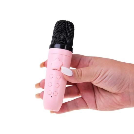 JOKO Interaktívny Detský Karaoke Mikrofón a Bluetooth Reproduktor, nabíjací kábel USB-C, ružový