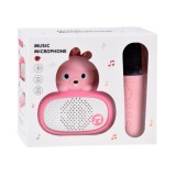JOKO Interaktívny Detský Karaoke Mikrofón a Bluetooth Reproduktor, nabíjací kábel USB-C, ružový